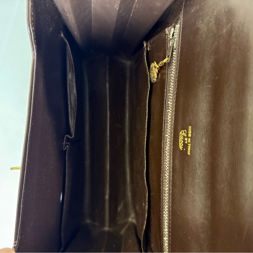 Vintage Gucci Museum Era Brown Leather Top Handle Bag 1960s Gold Hardware - Picture 14 of 14